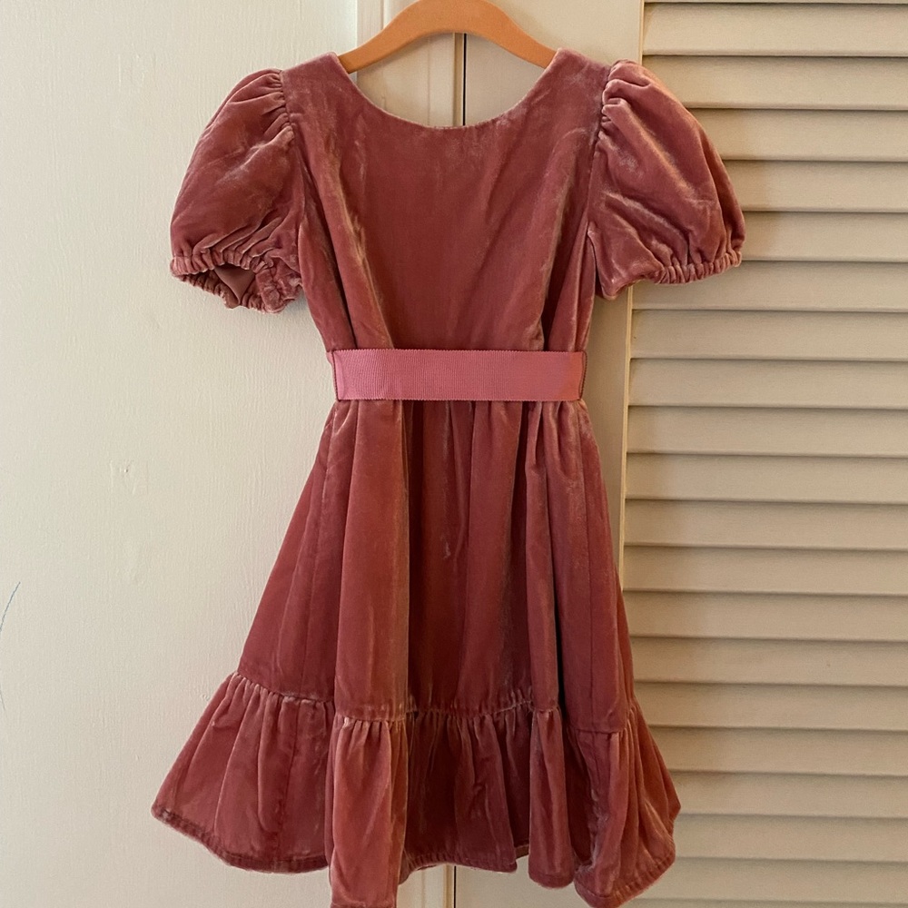 CrewCuts Toddler puff-sleeve velvet dress, blush pink, size 3